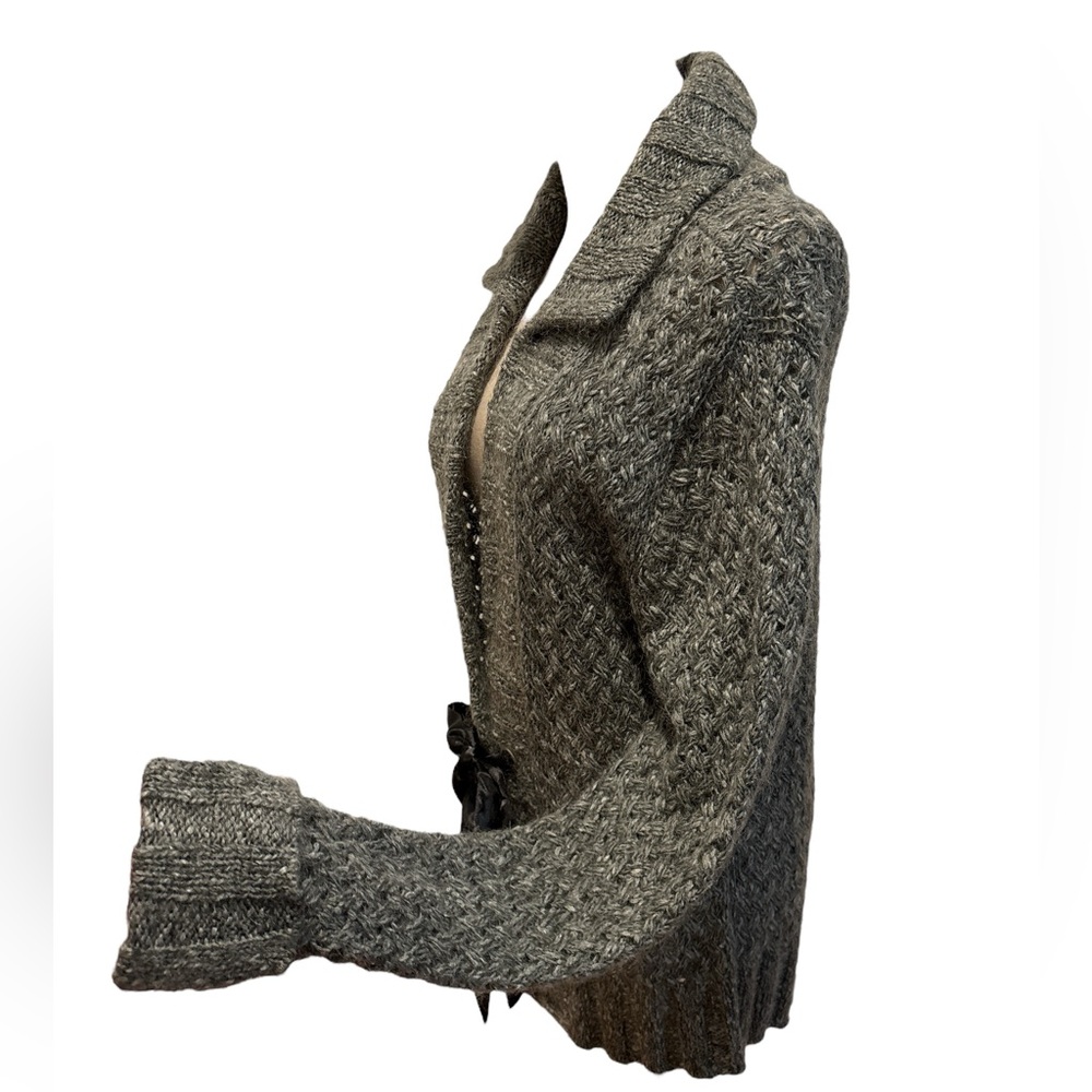 NWT 90s MAC & JAC COTTON BLEND OPEN KNIT SLOUCHY CARDIGAN SATIN BOW CLOSURE XL - Picture 3 of 7
